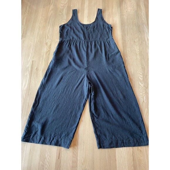 Patagonia Gorpcore Loungewear Leisure Linen Wide Leg Romper Women's XL Black - Picture 1 of 6